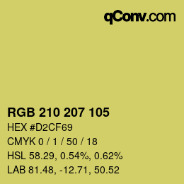 カラーコード: RGB 210 207 105 | qconv.com
