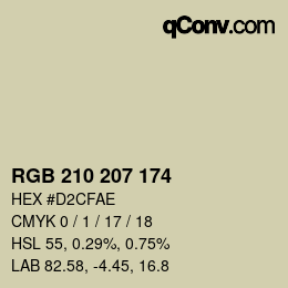 颜色代码: RGB 210 207 174 | qconv.com