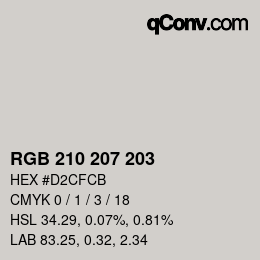 Color code: RGB 210 207 203 | qconv.com