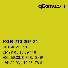 Color code: RGB 210 207 24 | qconv.com