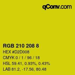 Color code: RGB 210 208 8 | qconv.com