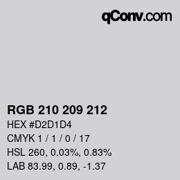 Farbcode: RGB 210 209 212 | qconv.com