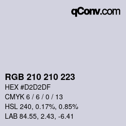 Color code: RGB 210 210 223 | qconv.com