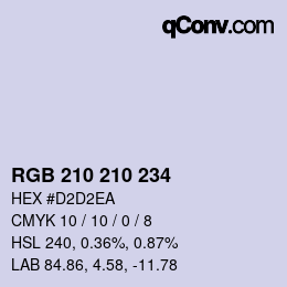颜色代码: RGB 210 210 234 | qconv.com
