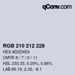 Código de color: RGB 210 212 228 | qconv.com