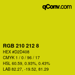 颜色代码: RGB 210 212 8 | qconv.com