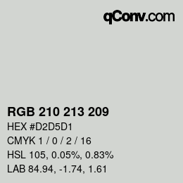 Color code: RGB 210 213 209 | qconv.com