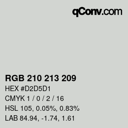 カラーコード: RGB 210 213 209 | qconv.com