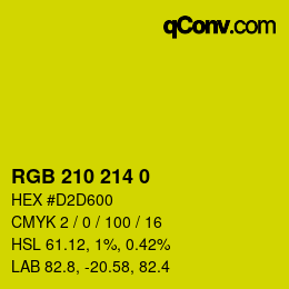 カラーコード: RGB 210 214 0 | qconv.com