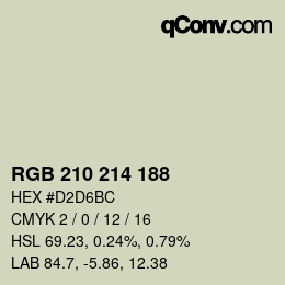 カラーコード: RGB 210 214 188 | qconv.com