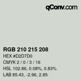 Código de color: RGB 210 215 208 | qconv.com
