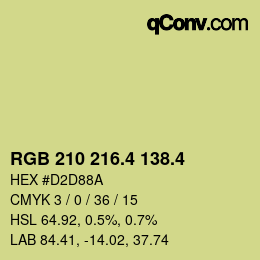 カラーコード: RGB 210 216.4 138.4 | qconv.com