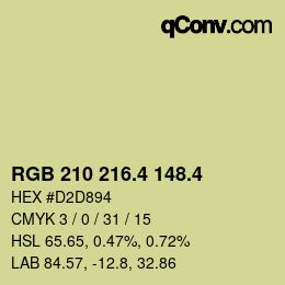 カラーコード: RGB 210 216.4 148.4 | qconv.com