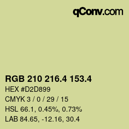 カラーコード: RGB 210 216.4 153.4 | qconv.com