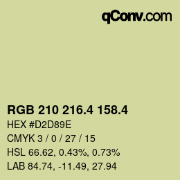カラーコード: RGB 210 216.4 158.4 | qconv.com