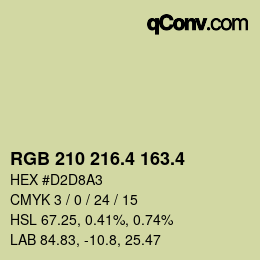 カラーコード: RGB 210 216.4 163.4 | qconv.com