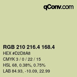 カラーコード: RGB 210 216.4 168.4 | qconv.com