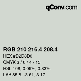 カラーコード: RGB 210 216.4 208.4 | qconv.com