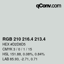カラーコード: RGB 210 216.4 213.4 | qconv.com