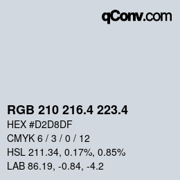 カラーコード: RGB 210 216.4 223.4 | qconv.com