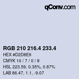 カラーコード: RGB 210 216.4 233.4 | qconv.com