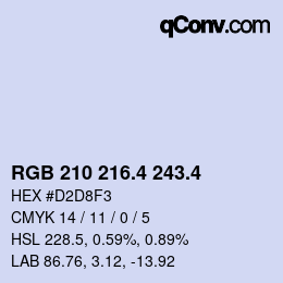 カラーコード: RGB 210 216.4 243.4 | qconv.com