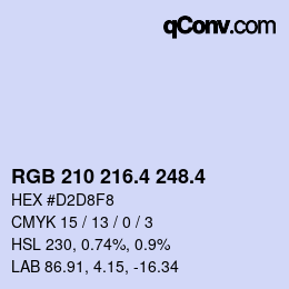 カラーコード: RGB 210 216.4 248.4 | qconv.com