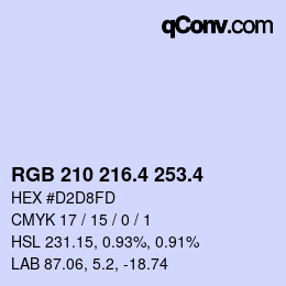 カラーコード: RGB 210 216.4 253.4 | qconv.com