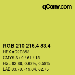 カラーコード: RGB 210 216.4 83.4 | qconv.com