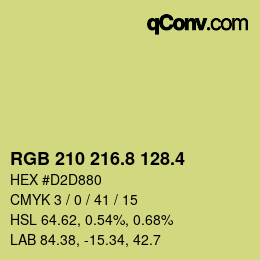 カラーコード: RGB 210 216.8 128.4 | qconv.com