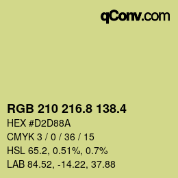 カラーコード: RGB 210 216.8 138.4 | qconv.com