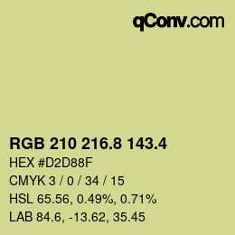 カラーコード: RGB 210 216.8 143.4 | qconv.com