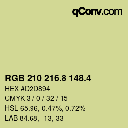 カラーコード: RGB 210 216.8 148.4 | qconv.com