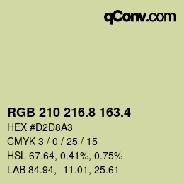 カラーコード: RGB 210 216.8 163.4 | qconv.com