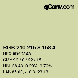 カラーコード: RGB 210 216.8 168.4 | qconv.com