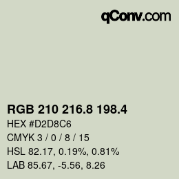 カラーコード: RGB 210 216.8 198.4 | qconv.com