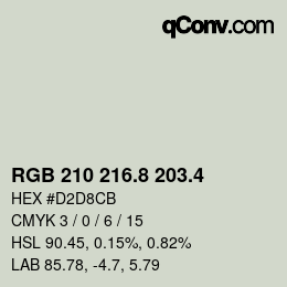 カラーコード: RGB 210 216.8 203.4 | qconv.com