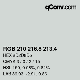 カラーコード: RGB 210 216.8 213.4 | qconv.com