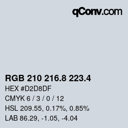 カラーコード: RGB 210 216.8 223.4 | qconv.com