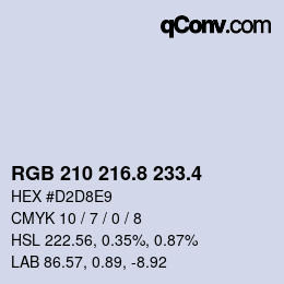 カラーコード: RGB 210 216.8 233.4 | qconv.com