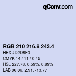 カラーコード: RGB 210 216.8 243.4 | qconv.com
