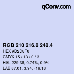 カラーコード: RGB 210 216.8 248.4 | qconv.com