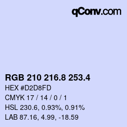 カラーコード: RGB 210 216.8 253.4 | qconv.com