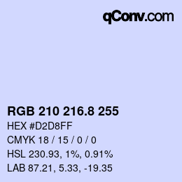 カラーコード: RGB 210 216.8 255 | qconv.com