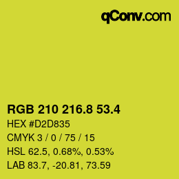 カラーコード: RGB 210 216.8 53.4 | qconv.com