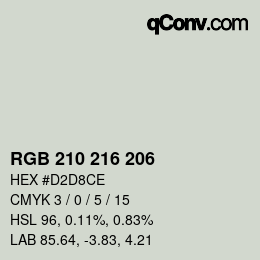 カラーコード: RGB 210 216 206 | qconv.com