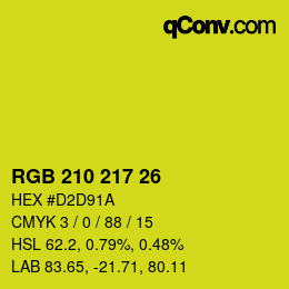 カラーコード: RGB 210 217 26 | qconv.com