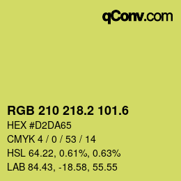 カラーコード: RGB 210 218.2 101.6 | qconv.com
