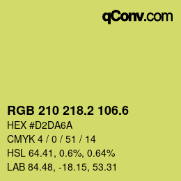 カラーコード: RGB 210 218.2 106.6 | qconv.com