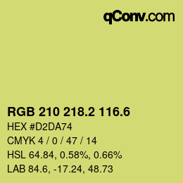 カラーコード: RGB 210 218.2 116.6 | qconv.com